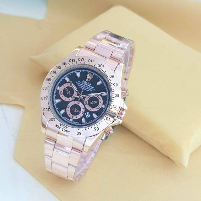 Rolex rose gold jam tangan pria