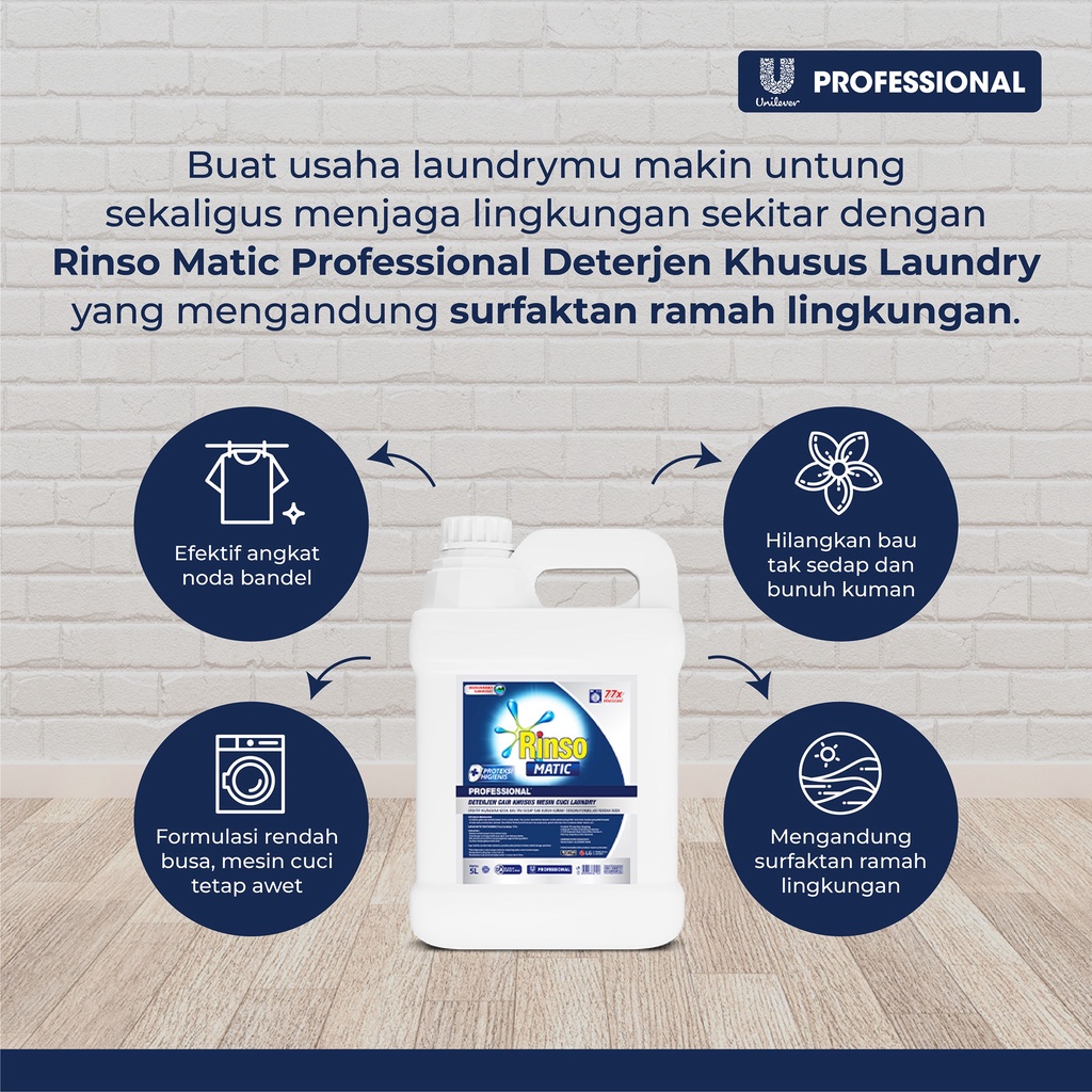 RINSO MATIC LIQUID DeterJen PROFESIONAL 1.65 Liter Pouch