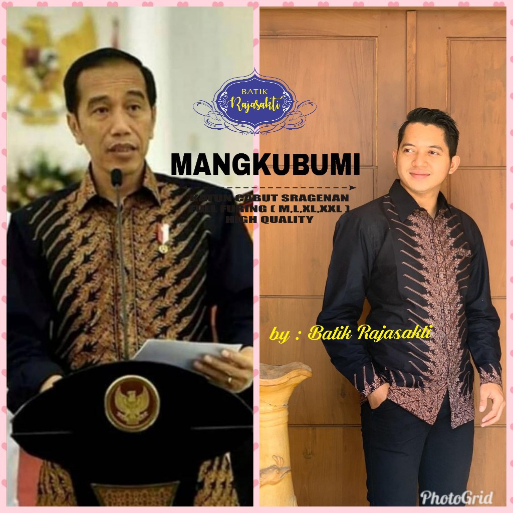 MANGKUBUMI JOKOWI Kemeja Batik Pria Lengan Panjang Katun Halus FULL FURING Rajasakti