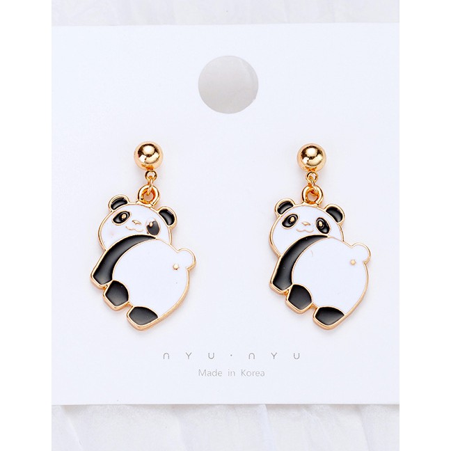 LRC Anting Tusuk Fashion White Cartoon Panda Decorated F11296