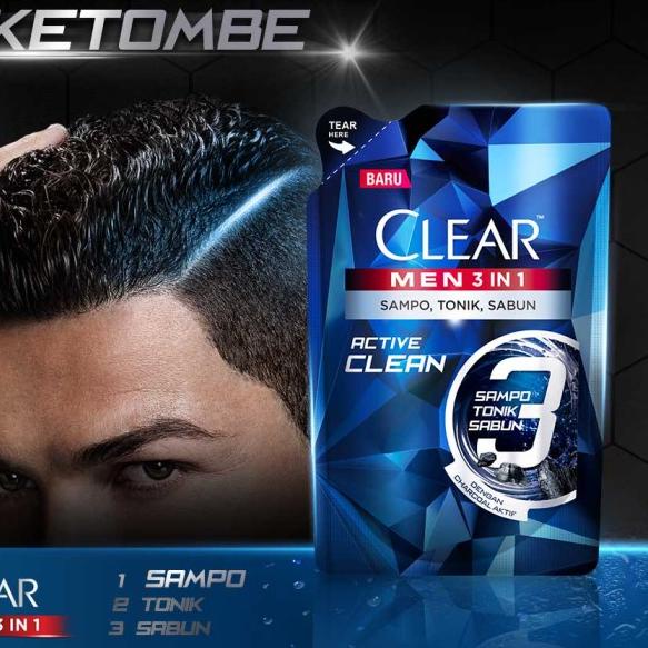 ☝ Clear Men 3-In-1 Shampo Active Clean Pouch 280ml ☄