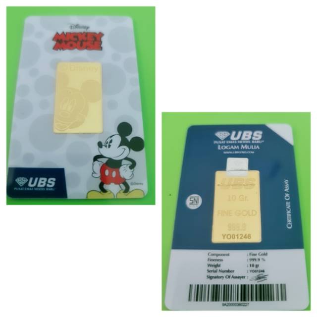 LM logam mulia Mickey Mouse 10gr UBS 24K Ori