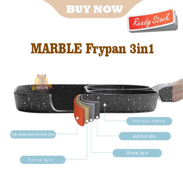 Marble series NON Stick Frypan 3in1 Sekat Induction READY