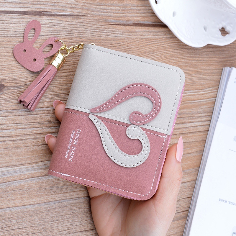 DOMPET LIPAT WANITA MINI IMPORT KECIL KULIT PINK WA495P3 FRAENE KOREA SLOT KARTU UANG RESLETING KOIN PENDEK PREMIUM BATAM BRANDED REMAJA KEKINIAN SIMPLE MURAH LUCU TIPIS