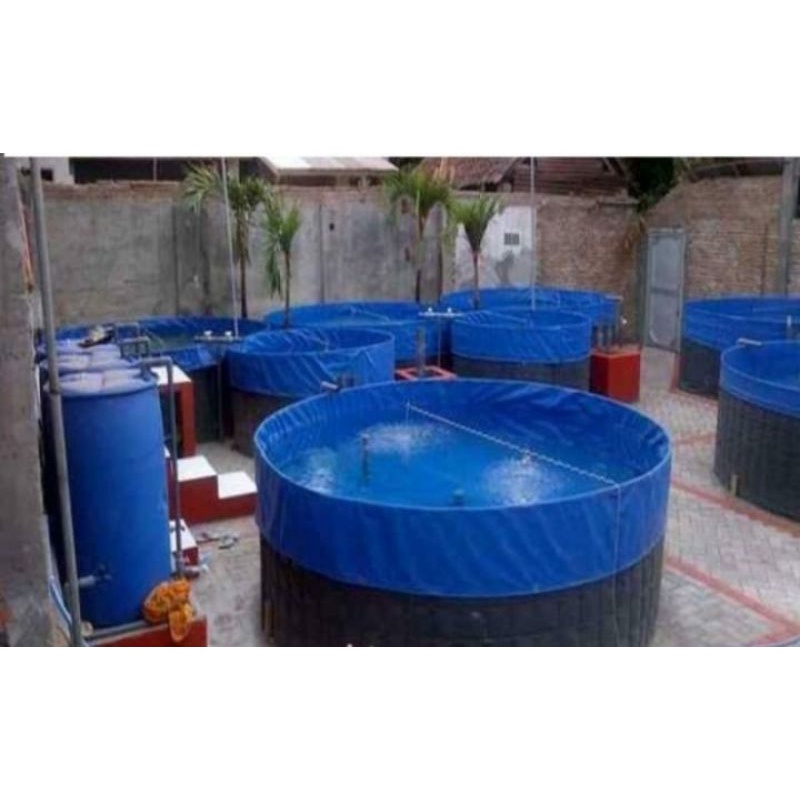 Kolam terpal fullset kerangka + pipa pembuangan diameter 3T 1