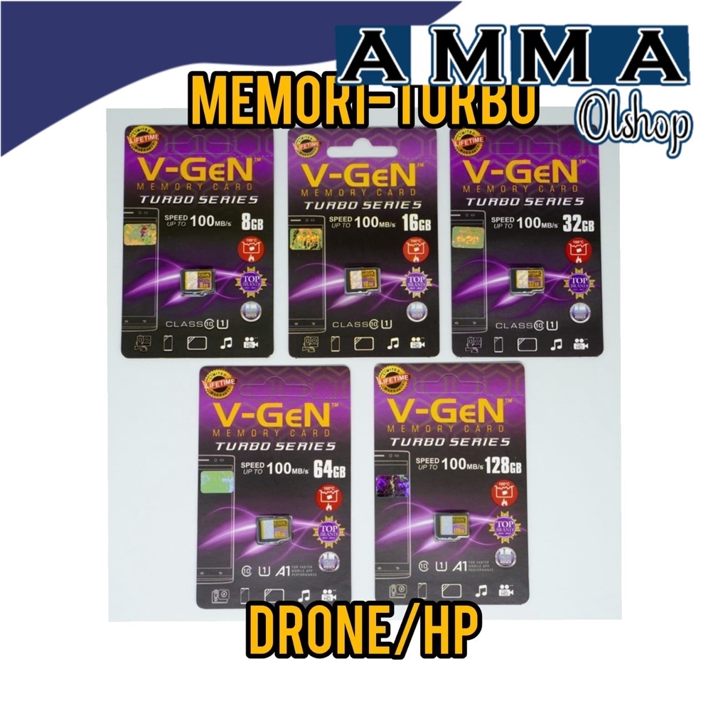 Memori Turbo Drone dan HP Class 10 Micro SD 64 Gb 32 Gb 16 Gb 8 Gb Vgen Memory Card Garansi V-Gen