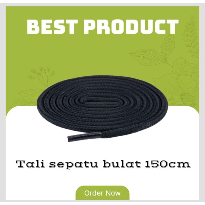 Tali sepatu bulat panjang hitam 150 cm