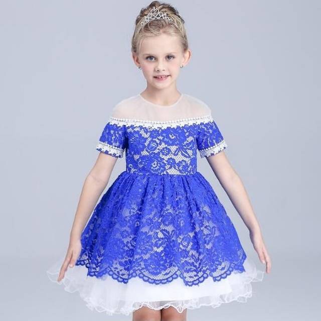 Dress Anak Import Biru Brokat Dress Bayi Pesta