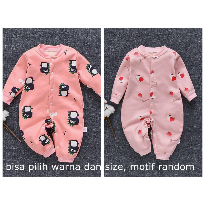 jumper Bayi Kartun hewan dicetak bodysuit Baju bayi Unisex v01-pink