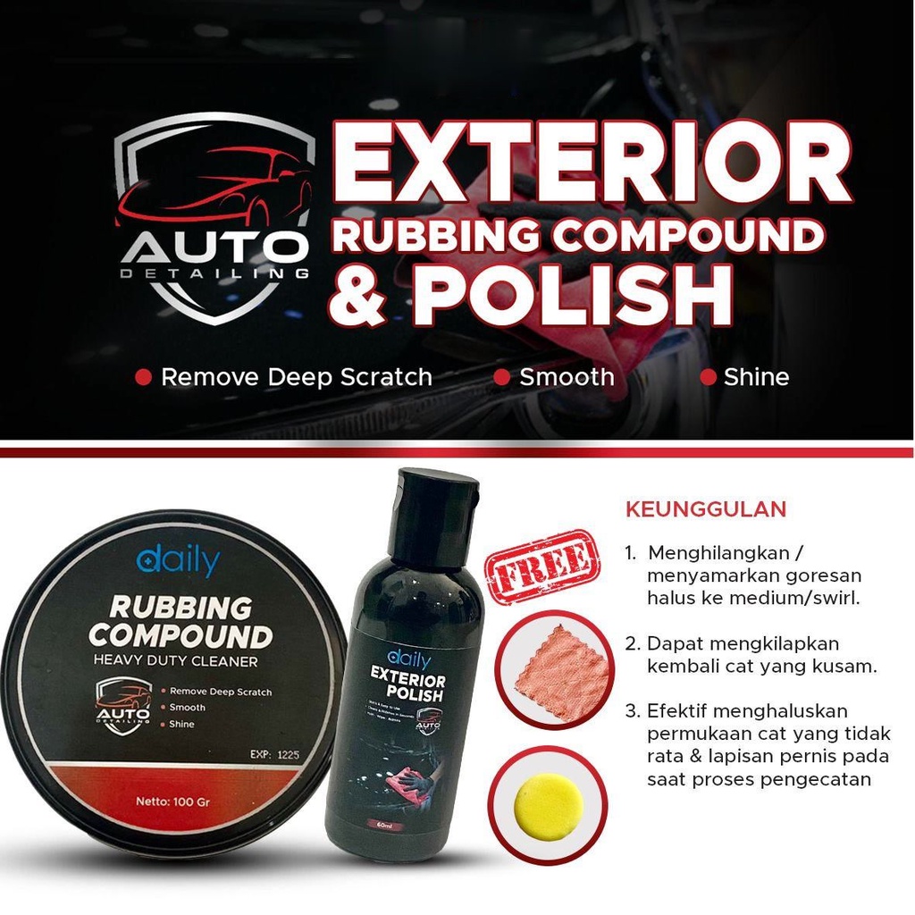 DAILY RUBBING COMPOUND Polish Penghilang Baret Lecet Dan Pengkilap Body Mobil Motor Helm