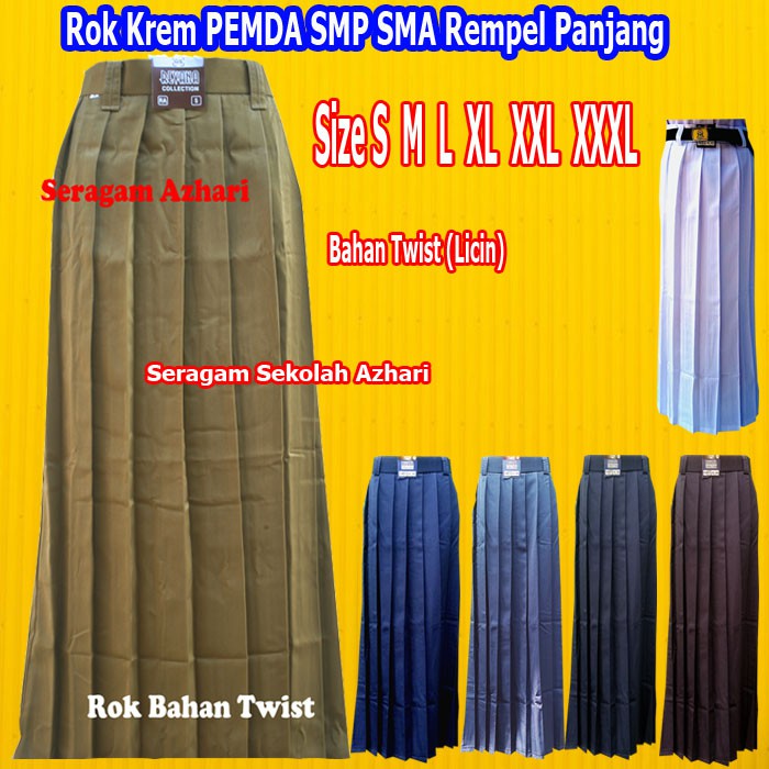 ROK REMPEL PANJANG PNS KHAKI MUDA BAHAN TWIS LICIN/ROK REMPEL PEMDA/SERAGAM PNS WANITA/SERAGAM PEMDA