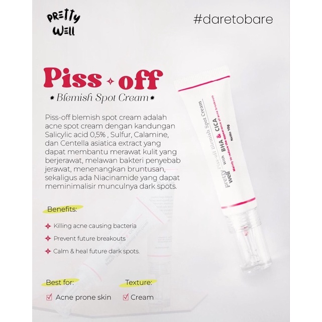 PRETTYWELL PISS-OFF BLEMISH SPOT CREAM (ACNE SPOT)