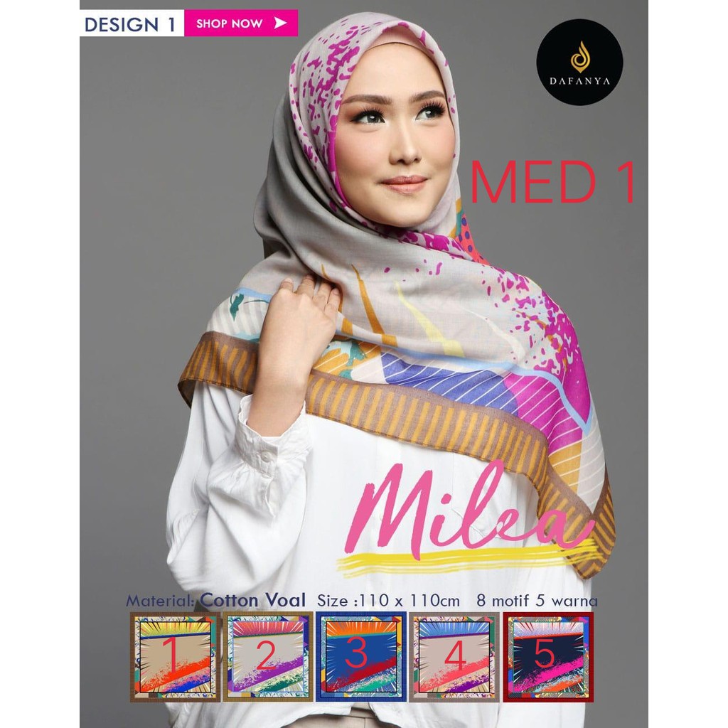 Hijab Segiempat MILEA MED1 by DAFANYA COTTON Scarf Segi empat