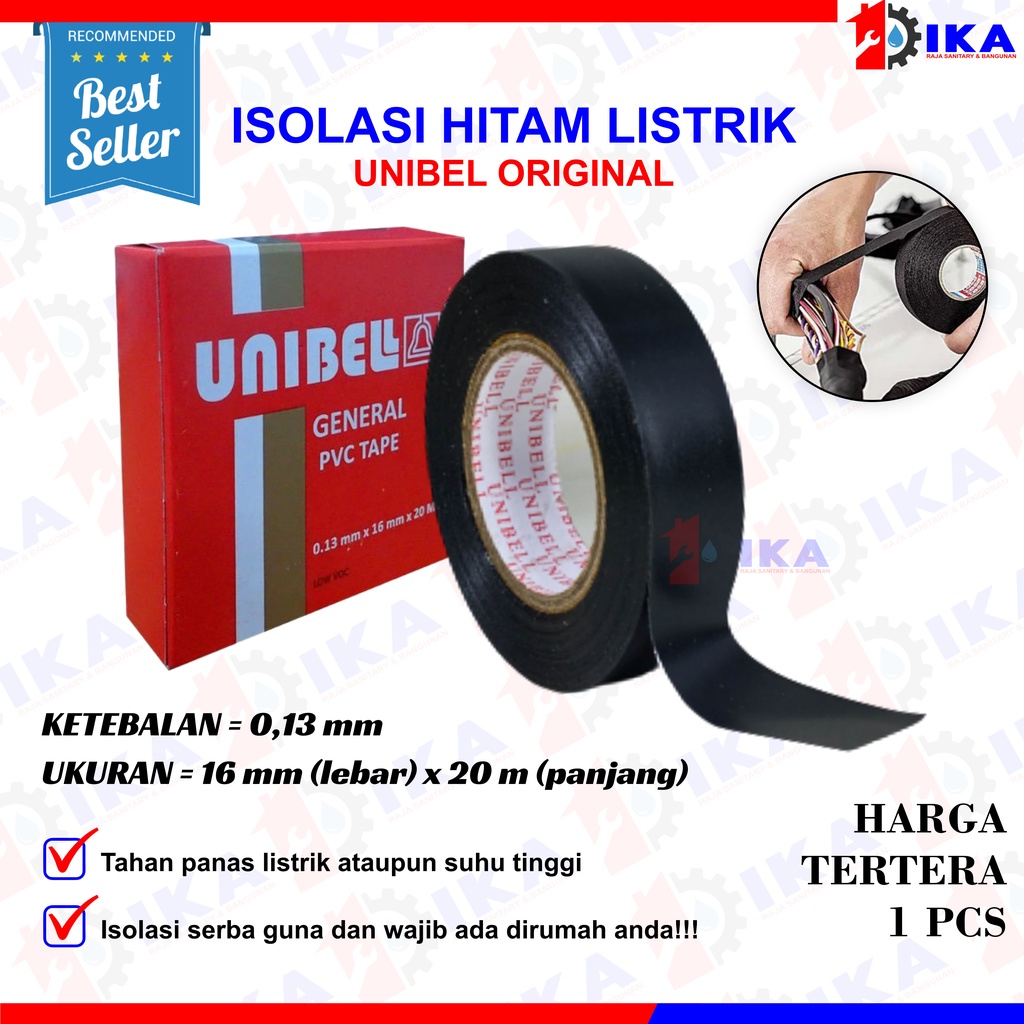 ISOLASI LISTRIK NITTO &amp; UNIBEL ASLI 100% / ELECTRIC TAPE HITAM / ANTI ARUS LISTRIK KUAT / KABEL