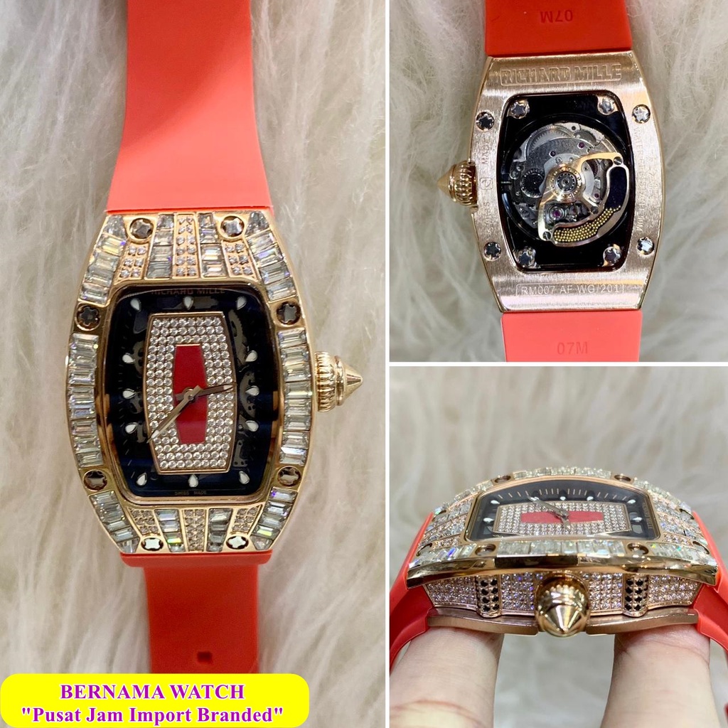 NEW  ARRIVAL  JAM TANGAN IMPORT R1CH4D M1LL3 RM007-01 DIAMOND LADY SWISS ETA MATIC JAM TANGAN BRANDE