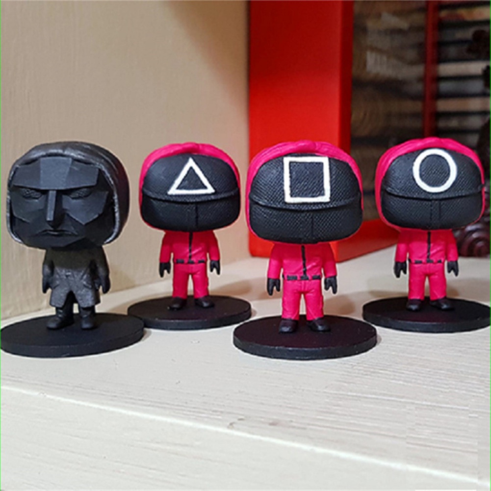 ready to ship !!! Squid Game Doll Korean Drama theme Jacket Man Masked Man Tv Figure Resin Statue Christmas Gift Halloween Desktop Ornaments OWT