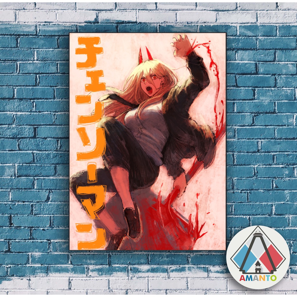 POSTER POWER CHAINSAW MAN POSTER KAYU BESAR HIASAN DINDING KAMAR ANIME CHAINSAWMAN
