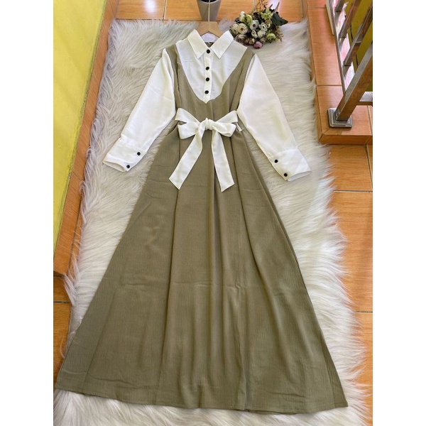 dress maxi jestty crinkle/gamis dress jestty crinkle