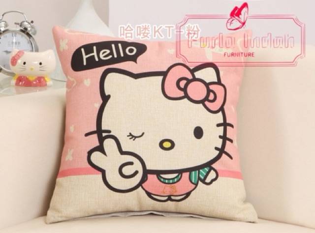 sarung bantal sofa sarung bantal kursi motif HelloKitty kartun 45×45cm