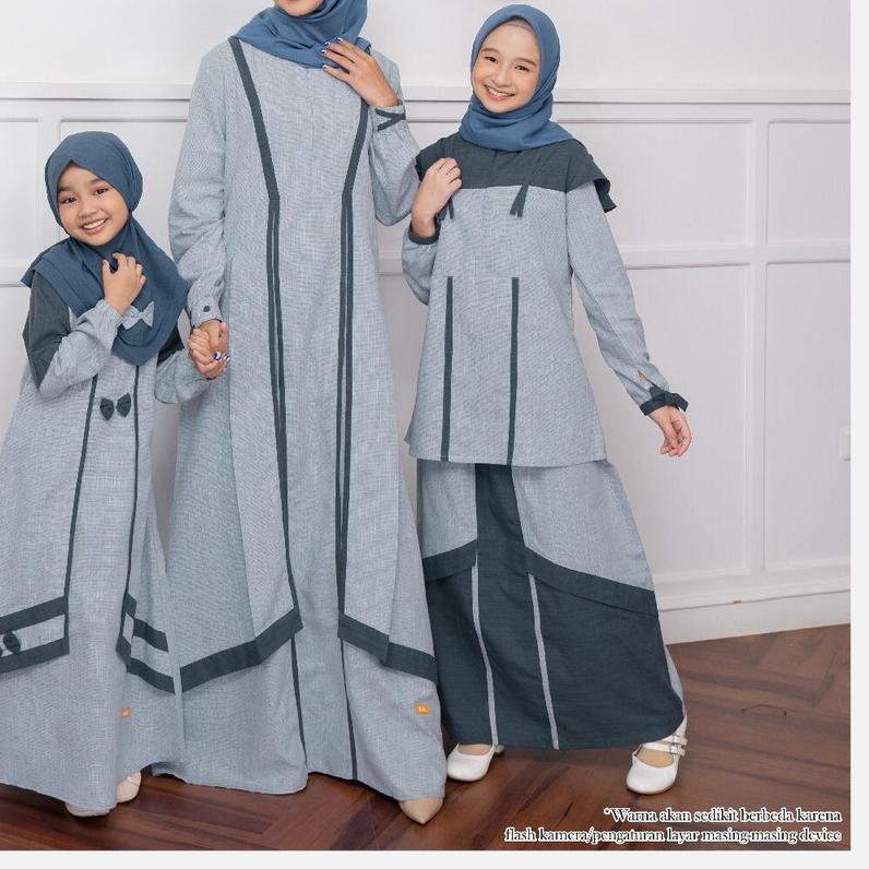 ✤ Sarimbit Nibras Terbaru 2022 | Dimensions Light Blue| Couple Keluarga | Gamis Koko Dewasa Anak Rem