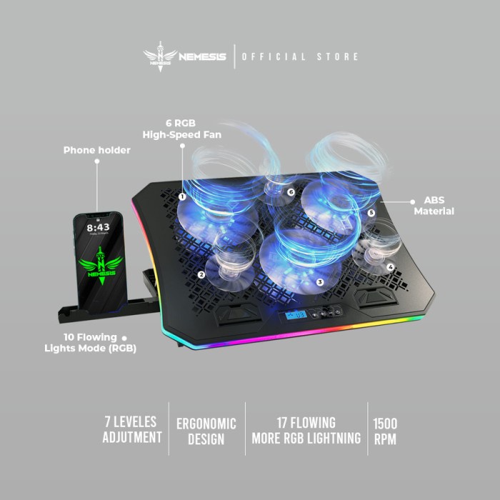 Trend-NYK Nemesis X8 Artemis (RGB with Phone Holder) - Cooling Pad