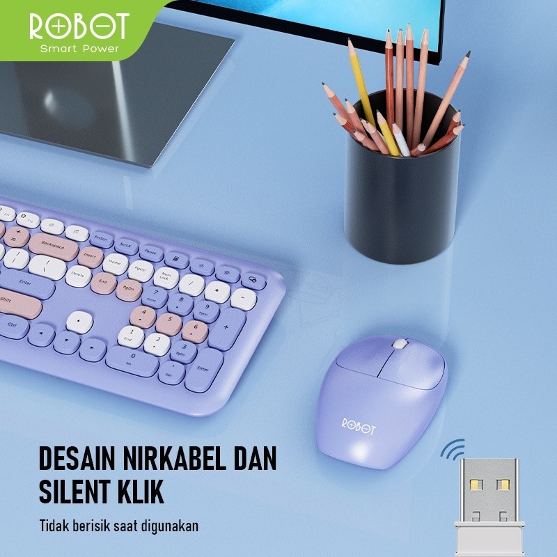 ROBOT KM3300 Premium Set Wireless Mouse &amp; Keyboard Combo Silent Click