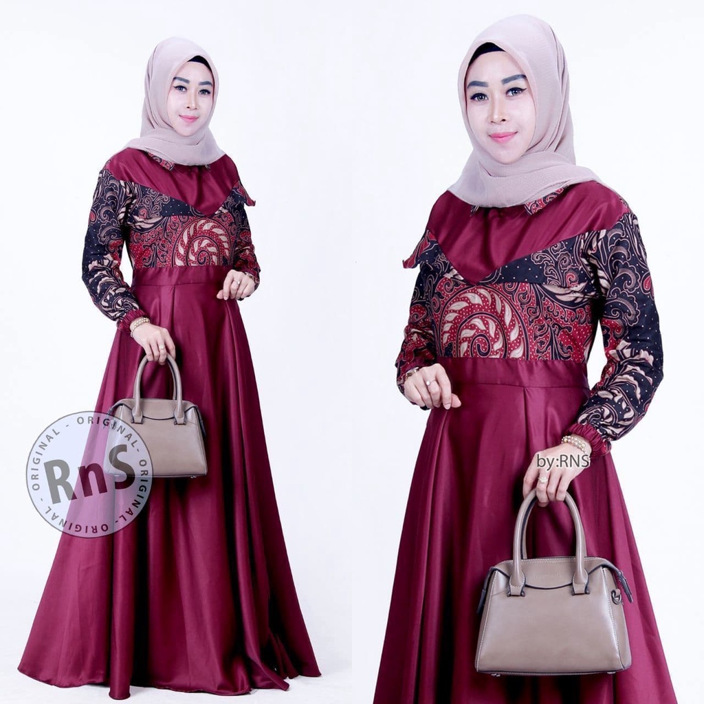 batik couple keluarga ori ndoro jowi dnt motif valvet merah-GAMIS IBU