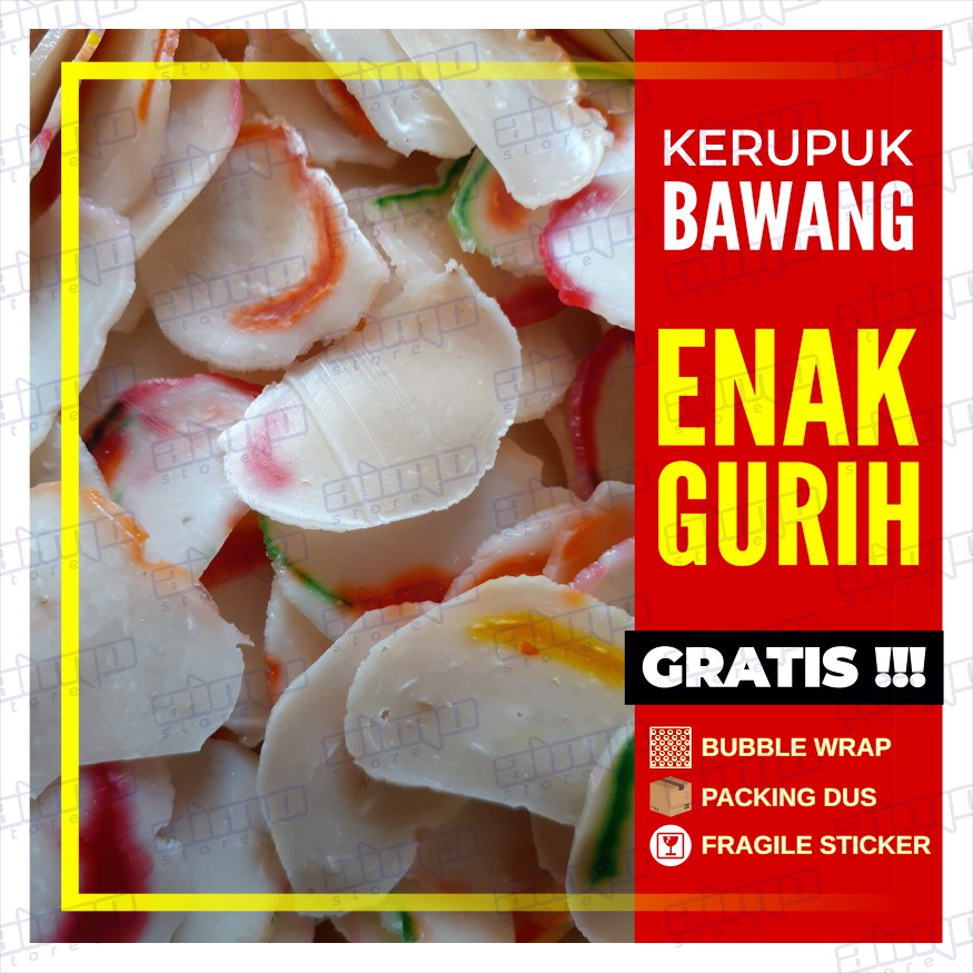 

KERUPUK BAWANG PESTA Mentah WARNA Krupuk Nasi Uduk Gado Gado NasGor Tahu Telur Tahu Campur 250 gr