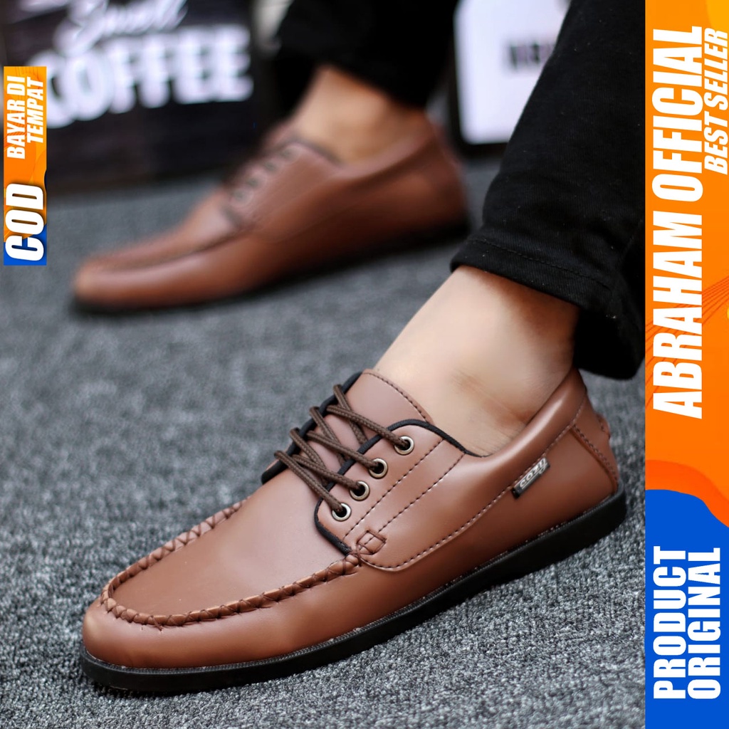 ABRHM X MONZI Sepatu Kasual Pria Sepatu Pria Casual Pantofel Kerja Kulit Pu Original Cowok