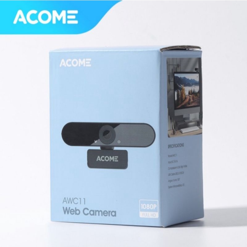 Acome Webcam 1080 HD USB Camera Kamera Microphone 360 Web Cam 1080p