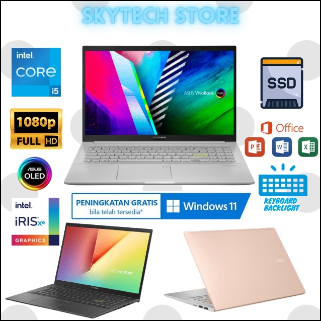 ASUS VIVOBOOK K513EA INTEL CORE i5 1135G7 RAM20GB SSD512GB 15,6 OLED WINDOWS 11 &amp; OHS 2021 ORIGINAL