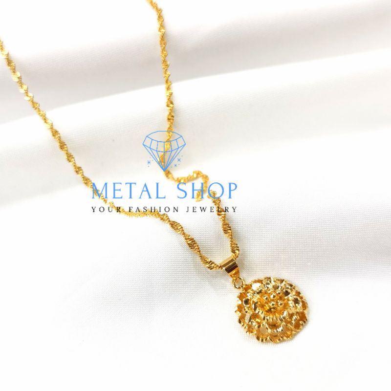 MS - Kalung Rhodium Wanita Motif Kembang