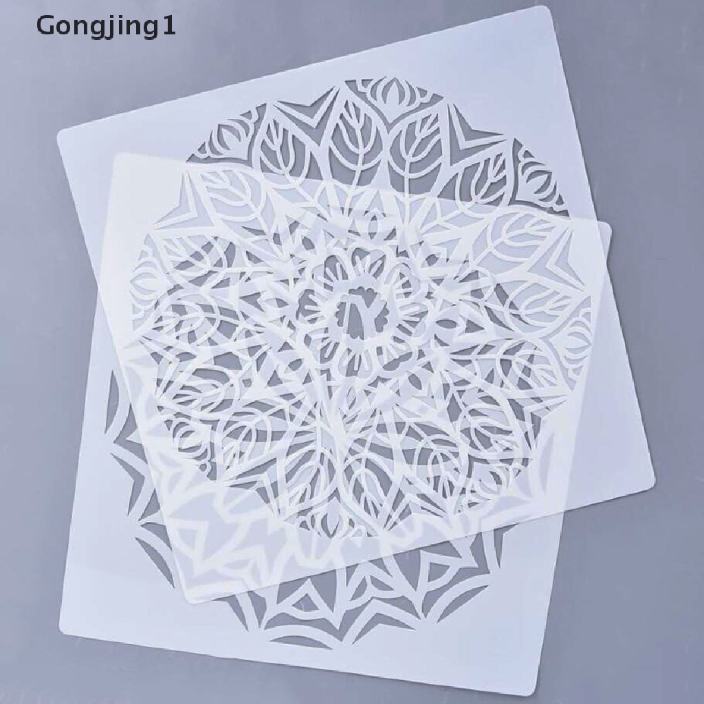 Gongjing1 Cetakan Emboss Motif Mandala Ukuran 30x30cm Untuk Dekorasi Lantai / Dinding DIY