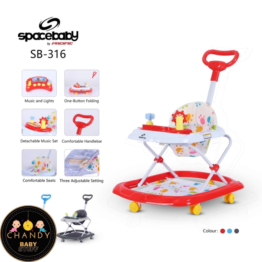 BABY WALKER SPACE BABY SB 316 DENGAN DORONGAN ADA MUSIK DAN LAMPU