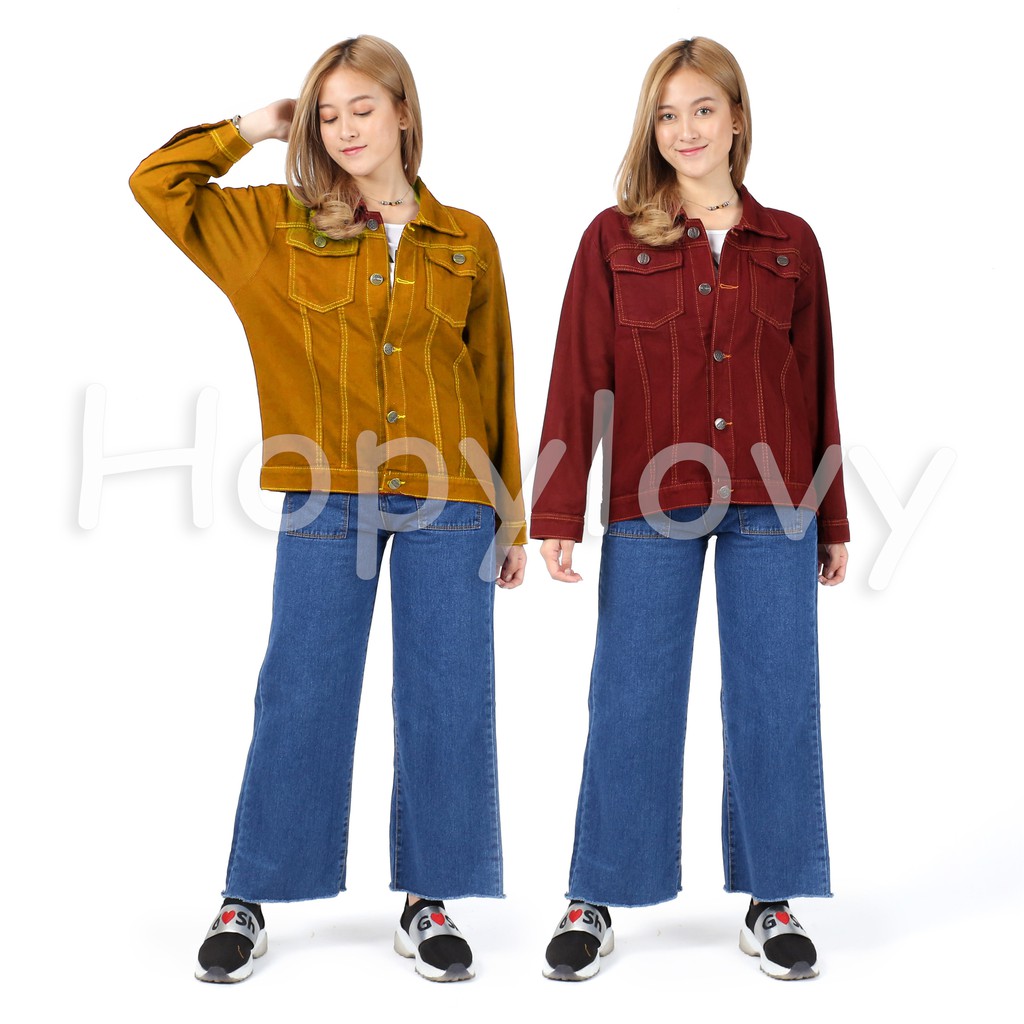 HOPYLOVY - JAKET OVERSIZE JEANS [MUSTARD, MAROON]