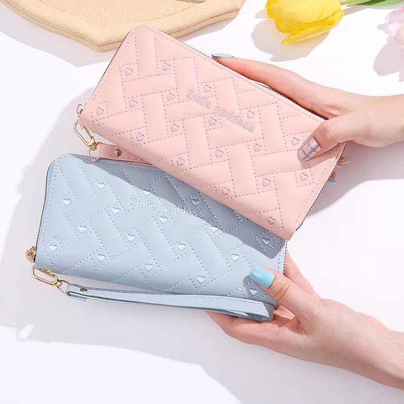 TASBLUE Dompet Wanita Impor Dompet Panjang Terbaru Zipper Dompet Fashion Dompet Panjang Korea D306 Dompet Wanita Ritsleting Panjang Fashion Koin Dompet Lipat Dompet Multifungsi/Impor Dompet Wanita Dompet Ritsleting Panjang Tipis