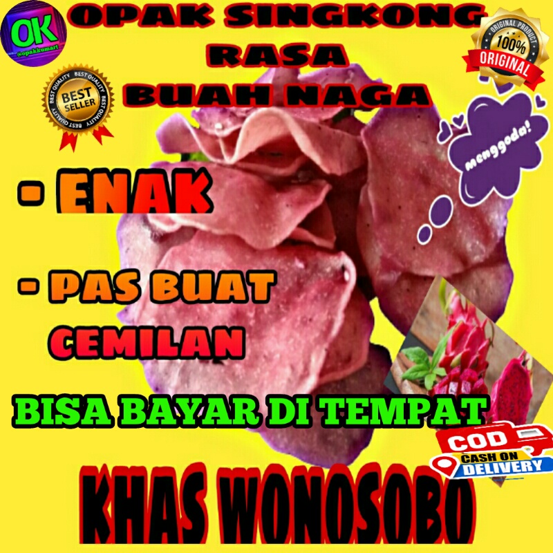 

snack opak cemilan camilan kripik keripik krupuk kerupuk singkong mentah rasa buah naga kiloan grosir 1kg enak murah