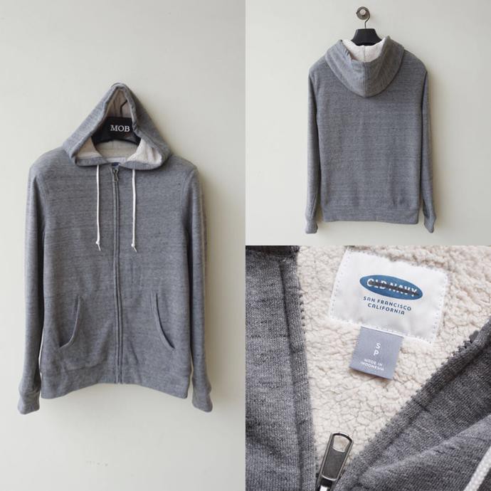 Old Navy Sherpa Full Zipper Hoodie Light Grey