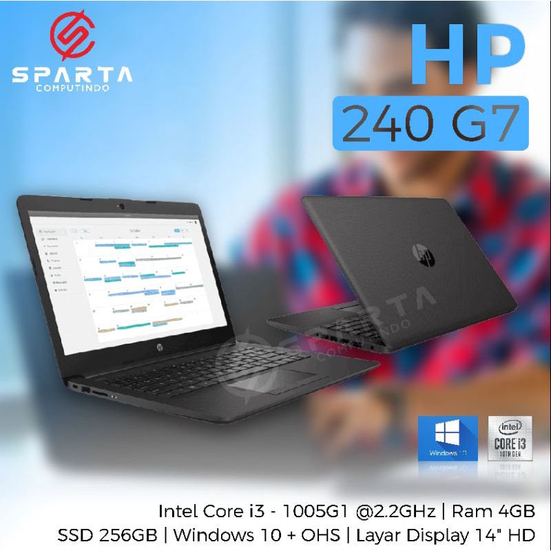 Laptop HP 240 G7 Core i3 Gen 10 Ram 4 GB SSD 256 GB Garansi Resmi Murah