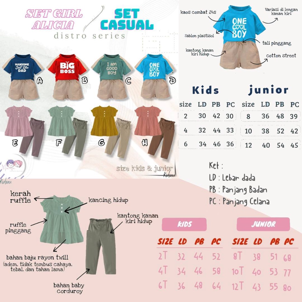 Setelan anak Alicia&amp;CAsual DIstro BY MAuza