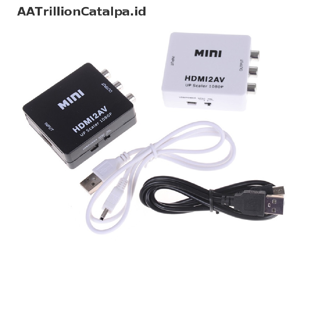 (AATrillionCatalpa) Adapter Konverter Audio Video Mini HDMI2AV Ke AV RCA CVBS 1080P