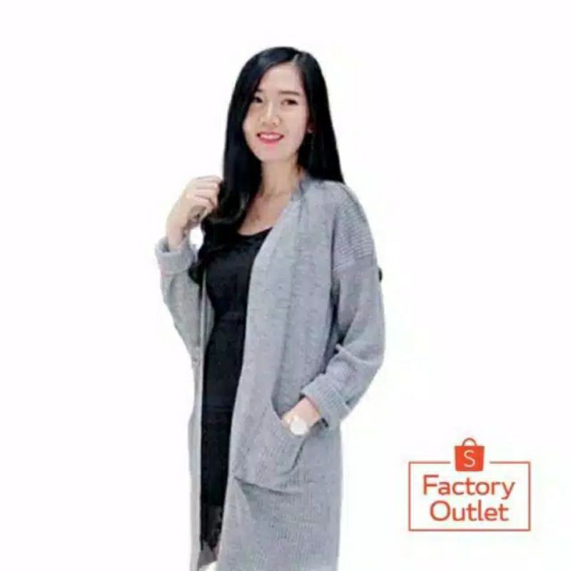 DISCON!!CARDIGAN RAJUT WANITA /LONG CARDIGAn BELLE /CardIgan Oversize /Cardigan Outer wanita /discon-Abu muda