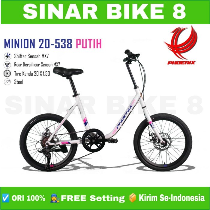 Sepeda Minion Ukuran 20 Inch PHOENIX 538 7 Speed Rem Cakram