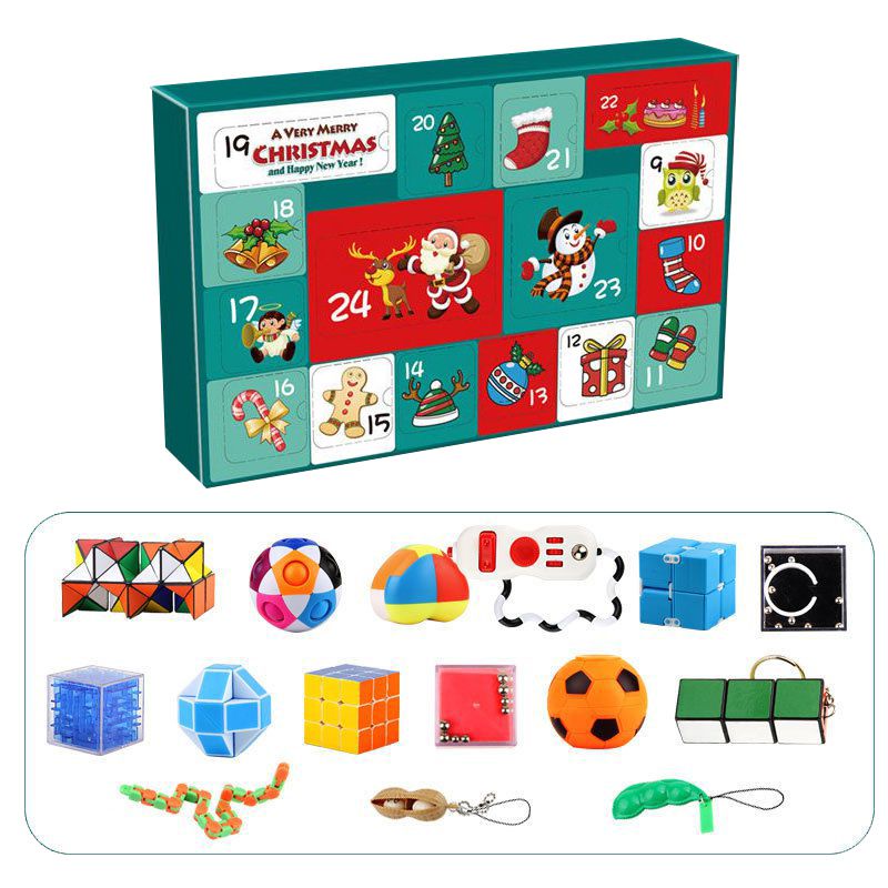 Set Mainan Fidget Natal Kalender Adven Puzzle Bola Kubus Xmas Anak Dekompresi