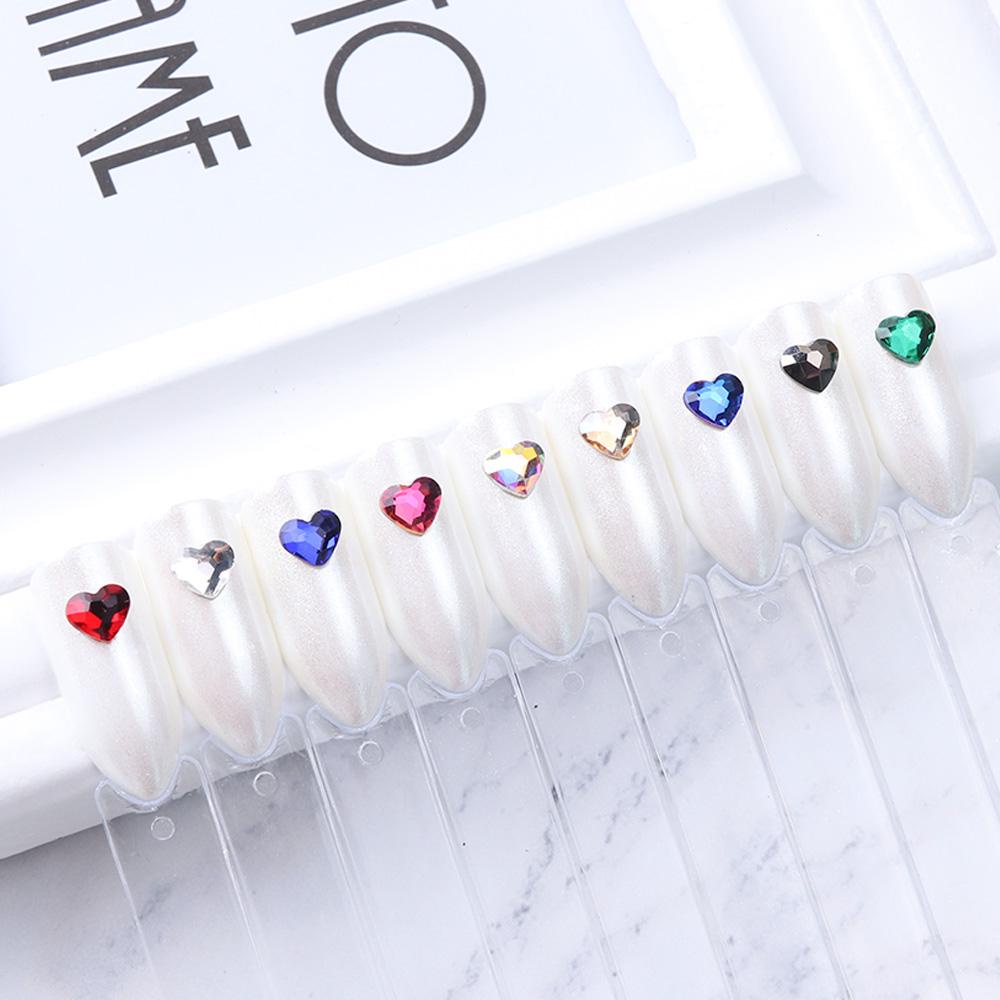 MXBEAUTY 50pcs Heart Diamond Jewelry Charms Nail Stickers 3D Nail Art Rhinestones Women Heart Shape Manicure Accessories Fashion Glitter Crystal DIY Ornaments Nail Art Decoration/Multicolor