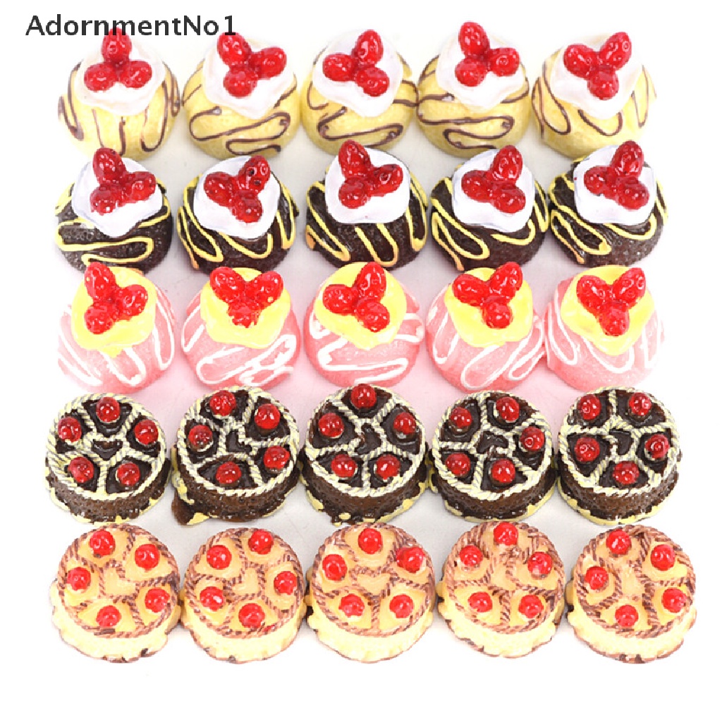 (AdornmentNo1) 5pcs / Set Miniatur Kue Krim Imitasi Bahan Resin Untuk Dekorasi / Hadiah / Craft DIY