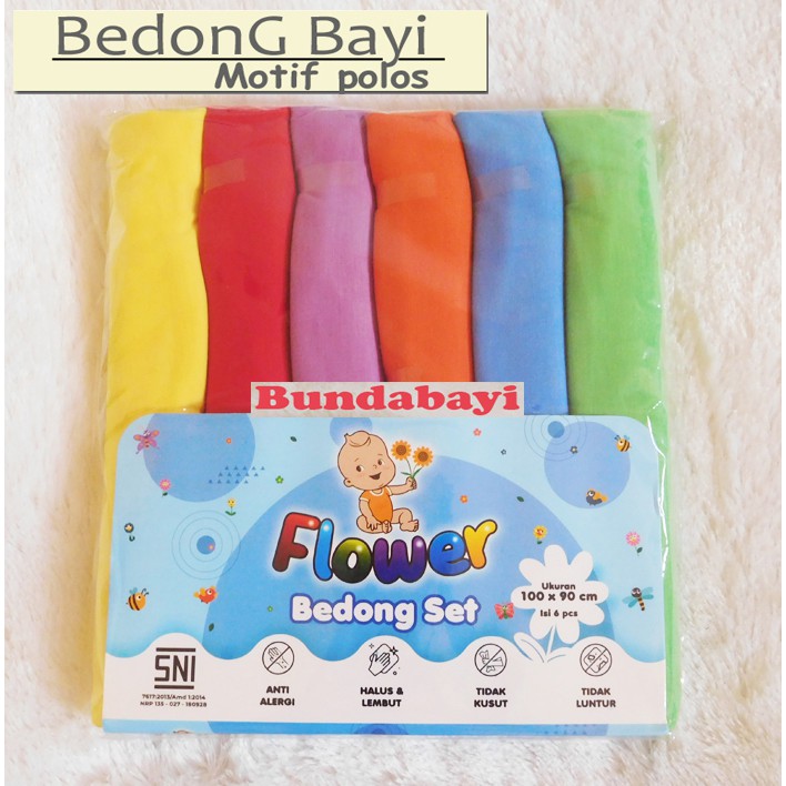 Bedong Bayi Polos Rainbow Isi 6 Pcs