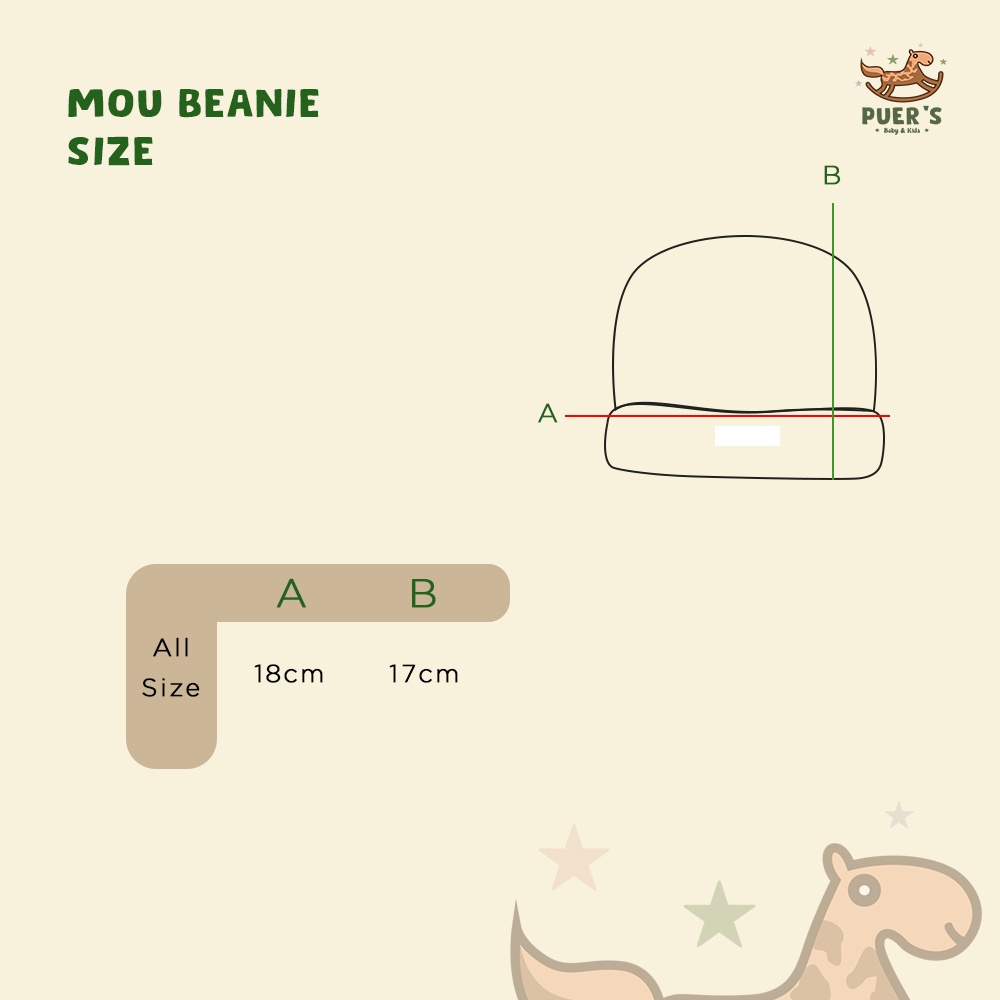 BEANIE BAYI PUER'S MOU BEANIE ( TOPI BAYI/ TOPI ANAK /BEANIE ANAK/ KUPLUK BAYI)