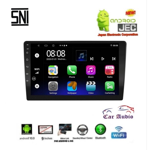 Tv mobil Nissan Grand livina March Xtrail Double din JEC GD 6980 Mirrorlink Panel Glass Diskon