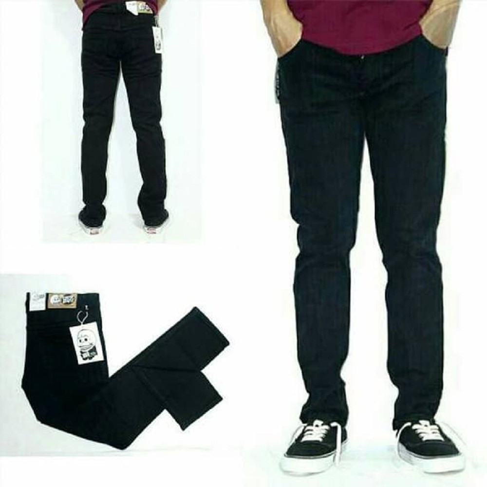 Jeans Melar Soft Jeans / Pensil Strecth Slimfit Skinny Celana Panjang  Pria warna Hitam Full